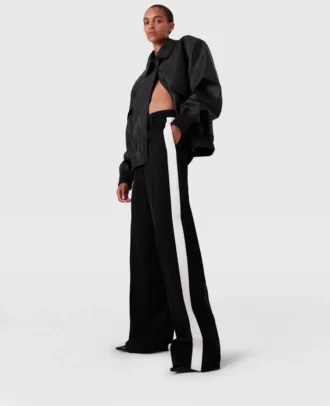Pantaloni a vita bassa a righe e gamba dritta