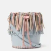 Borsa a secchiello con frange e nappine Borsa a secchiello con frange e nappine