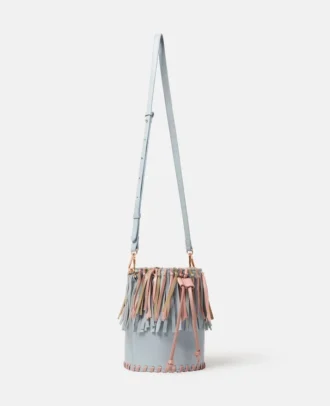Borsa a secchiello con frange e nappine