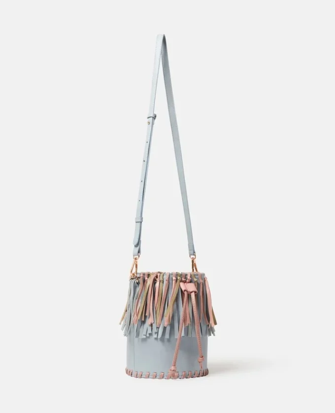 Borsa a secchiello con frange e nappine Borsa a secchiello con frange e nappine