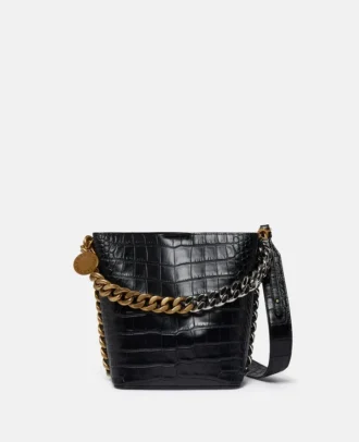 Borsa a secchiello Frayme con effetto coccodrillo goffrato