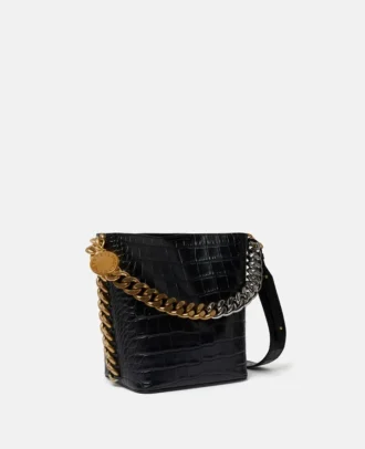 Borsa a secchiello Frayme con effetto coccodrillo goffrato