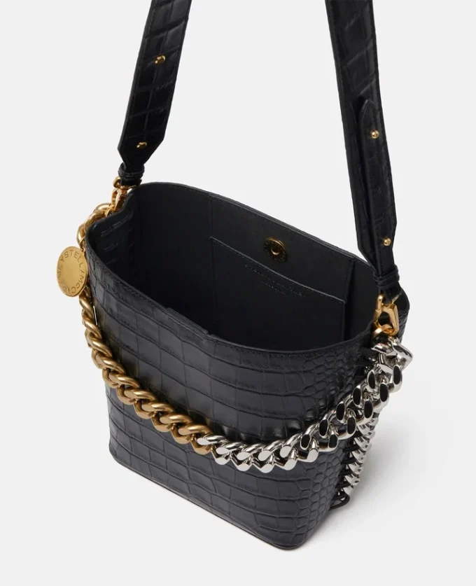 Borsa a secchiello Frayme con effetto coccodrillo goffrato Borsa a secchiello Frayme con effetto coccodrillo goffrato