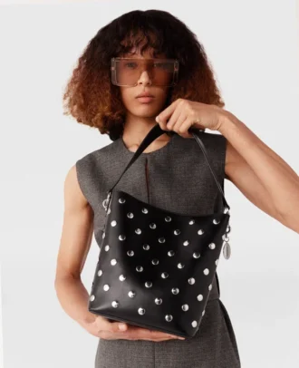 Borsa a secchiello grande con borchie Frayme