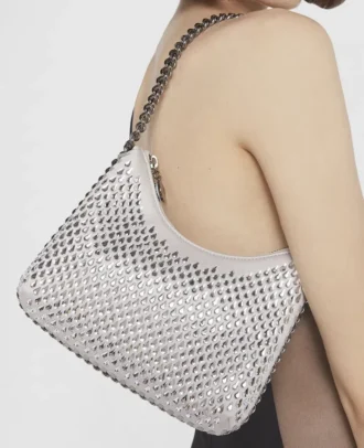 Borsa a tracolla con cerniera Falabella Crystal Hotfix