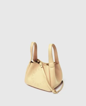 Borsa a tracolla con doppio manico e logo