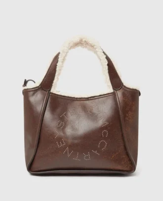 Borsa a tracolla con fodera in peluche con logo