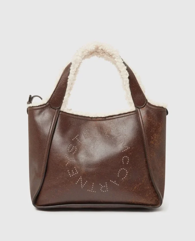 Borsa a tracolla con fodera in peluche con logo Borsa a tracolla con fodera in peluche con logo