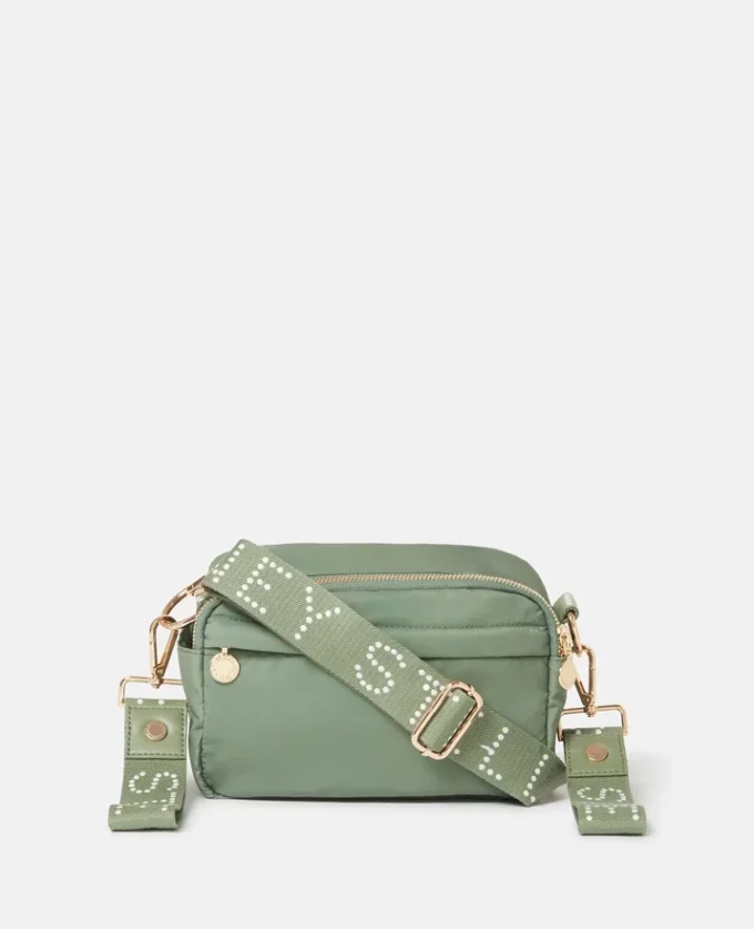 Borsa a tracolla con nastro con logo