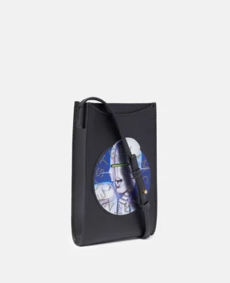 Borsa a tracolla con stampa robot sexy e texture granulosa
