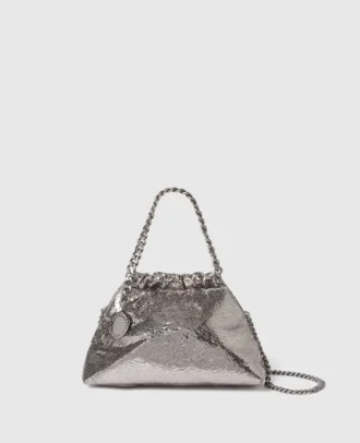 Borsa a tracolla Falabella con coulisse metallica craquelé