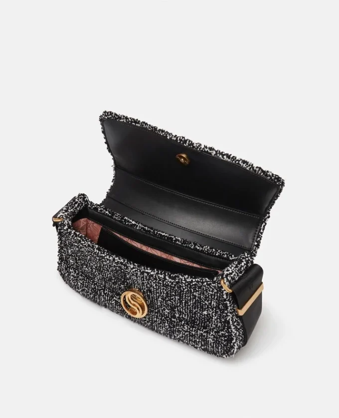 Borsa a tracolla imbottita in tweed S-Wave Borsa a tracolla imbottita in tweed S-Wave