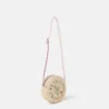 Borsa a tracolla in paglia con ricamo floreale Borsa a tracolla in paglia con ricamo floreale