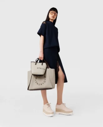 Borsa a tracolla in tela con logo