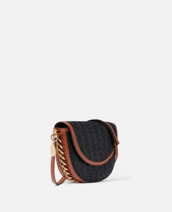 Borsa a tracolla media con patta in rafia intrecciata Frayme Borsa a tracolla media con patta in rafia intrecciata Frayme