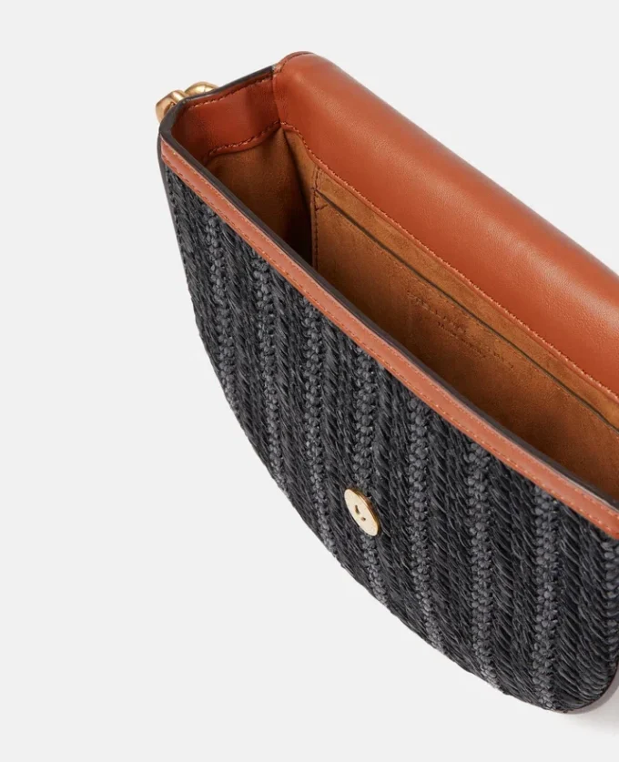 Borsa a tracolla media con patta in rafia intrecciata Frayme Borsa a tracolla media con patta in rafia intrecciata Frayme