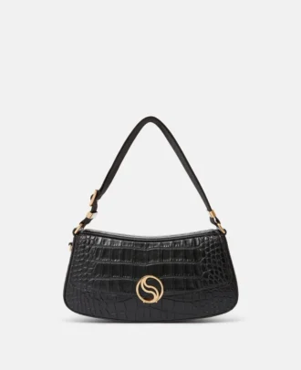 Borsa a tracolla S-Wave con effetto coccodrillo goffrato