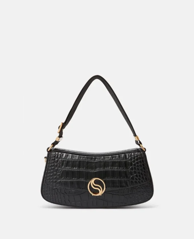 Borsa a tracolla S-Wave con effetto coccodrillo goffrato Borsa a tracolla S-Wave con effetto coccodrillo goffrato