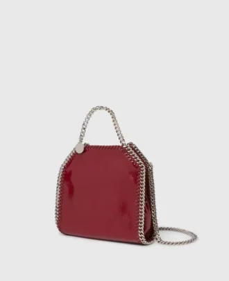 Borsa Falabella Tiny Tote in vernice stropicciata