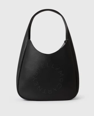 Borsa hobo grande con logo borchiato