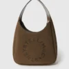 Borsa hobo grande in pelle scamosciata con logo Borsa hobo grande in pelle scamosciata con logo