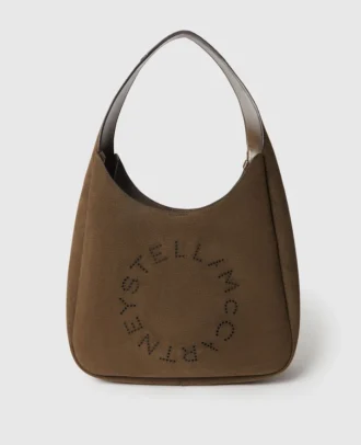 Borsa hobo grande in pelle scamosciata con logo