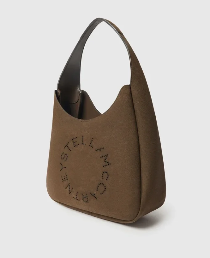 Borsa hobo grande in pelle scamosciata con logo Borsa hobo grande in pelle scamosciata con logo