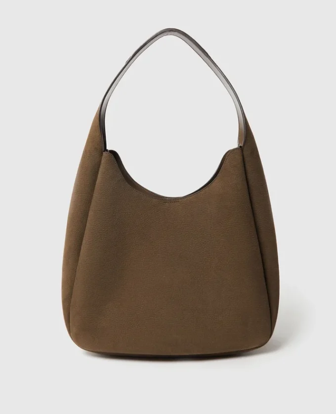 Borsa hobo grande in pelle scamosciata con logo Borsa hobo grande in pelle scamosciata con logo