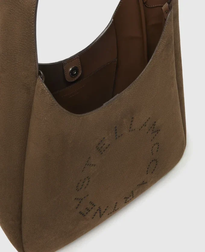 Borsa hobo grande in pelle scamosciata con logo Borsa hobo grande in pelle scamosciata con logo
