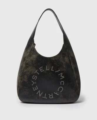 Borsa hobo grande slouchy invecchiata con logo