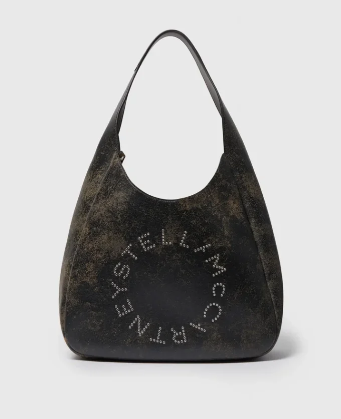 Borsa hobo grande slouchy invecchiata con logo Borsa hobo grande slouchy invecchiata con logo