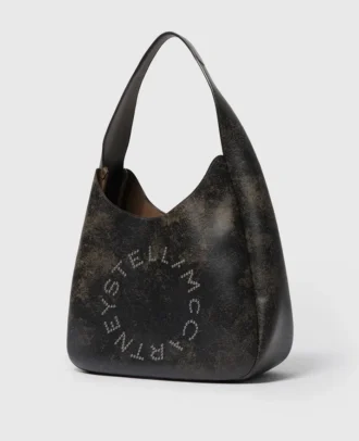 Borsa hobo grande slouchy invecchiata con logo