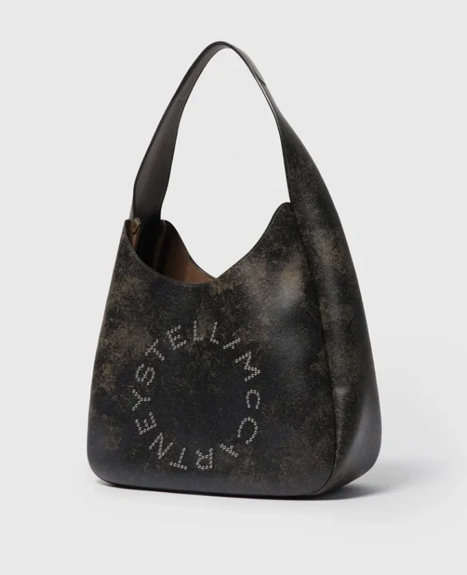 Borsa hobo grande slouchy invecchiata con logo Borsa hobo grande slouchy invecchiata con logo