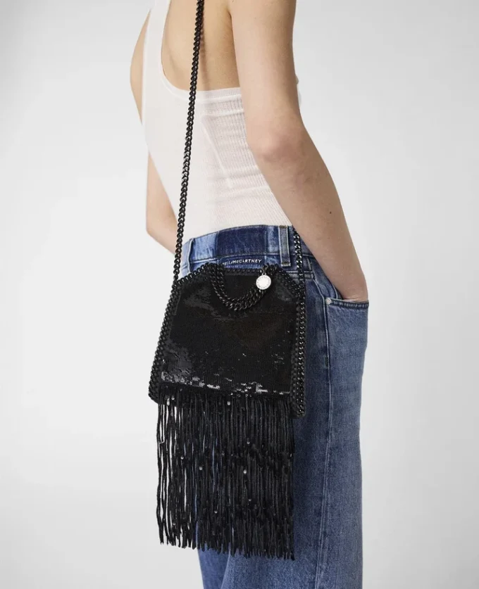 Borsa mini Falabella con frange e paillettes in edizione limitata Borsa mini Falabella con frange e paillettes in edizione limitata