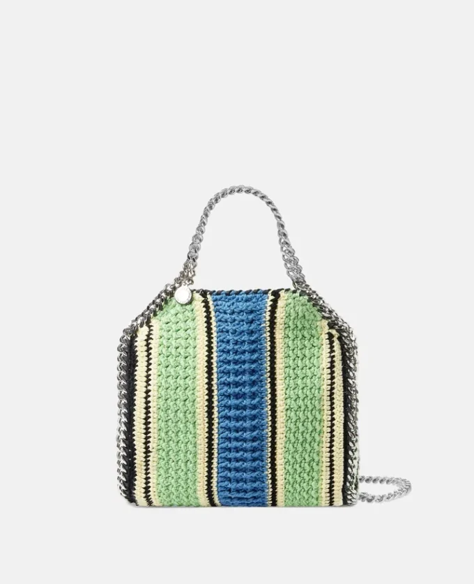 Borsa mini Falabella in cotone a righe lavorata all’uncinetto Borsa mini Falabella in cotone a righe lavorata all’uncinetto