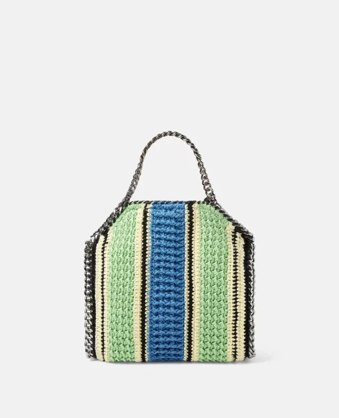 Borsa mini Falabella in cotone a righe lavorata all’uncinetto Borsa mini Falabella in cotone a righe lavorata all’uncinetto