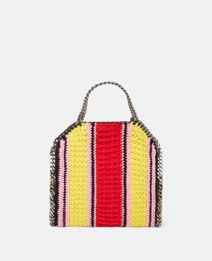 Borsa mini Falabella in cotone a righe lavorata all’uncinetto Borsa mini Falabella in cotone a righe lavorata all’uncinetto