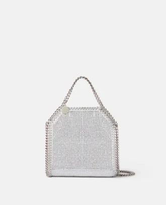 Borsa mini tote Falabella in rete di cristalli