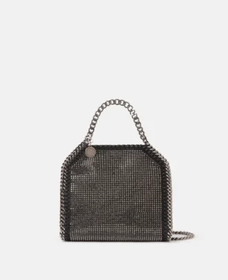 Borsa mini tote Falabella in rete di cristalli