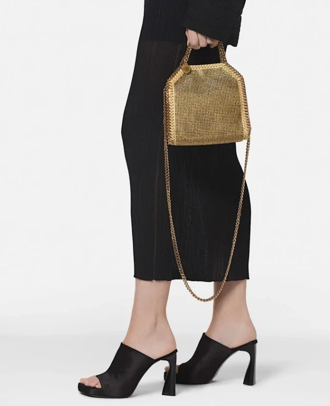 Borsa mini tote Falabella in rete di cristalli Borsa mini tote Falabella in rete di cristalli
