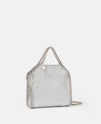 Borsa mini tote Falabella in rete di cristalli