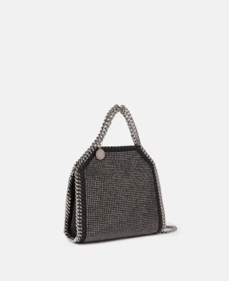 Borsa mini tote Falabella in rete di cristalli