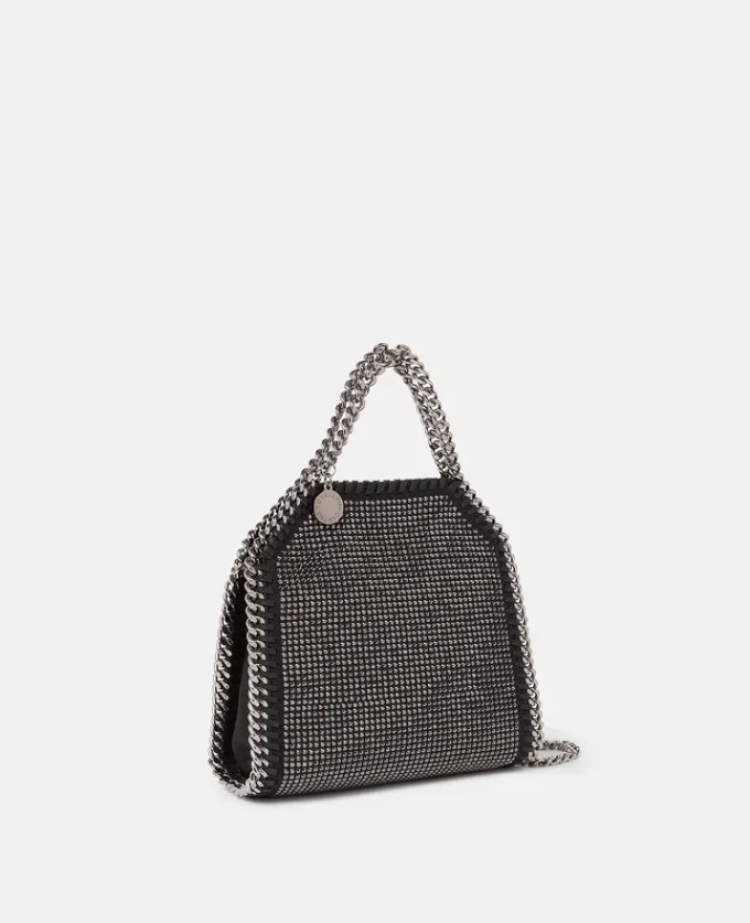Borsa mini tote Falabella in rete di cristalli