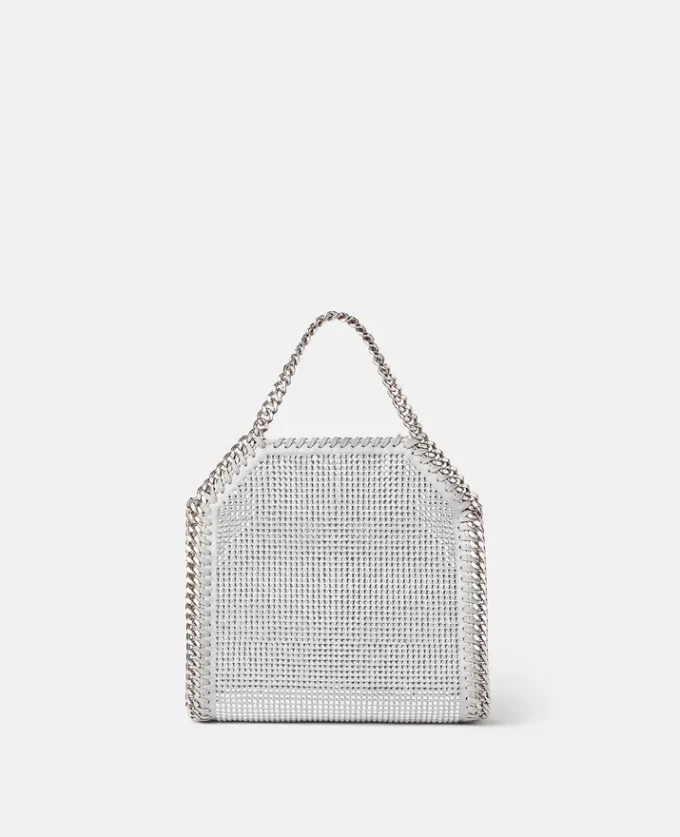 Borsa mini tote Falabella in rete di cristalli