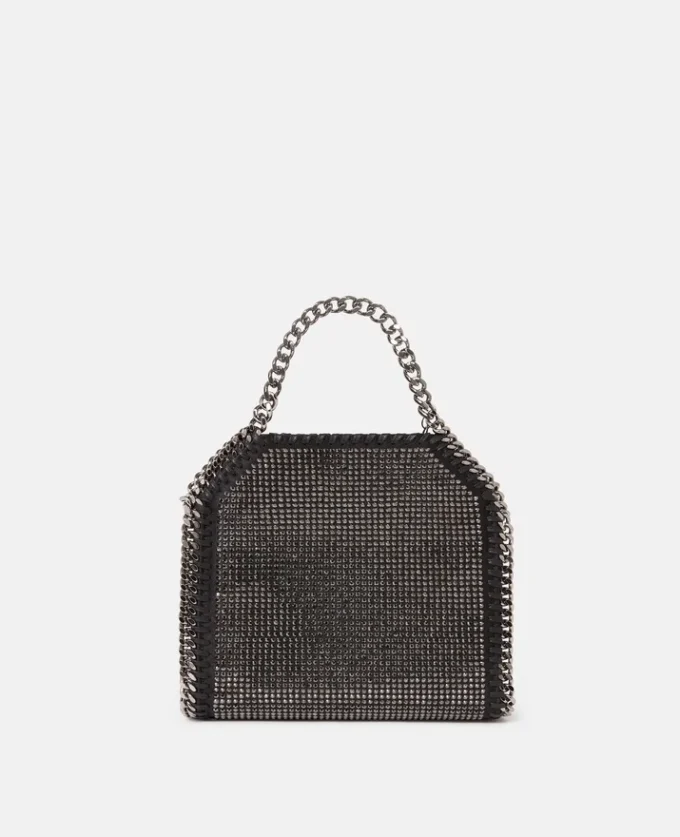 Borsa mini tote Falabella in rete di cristalli