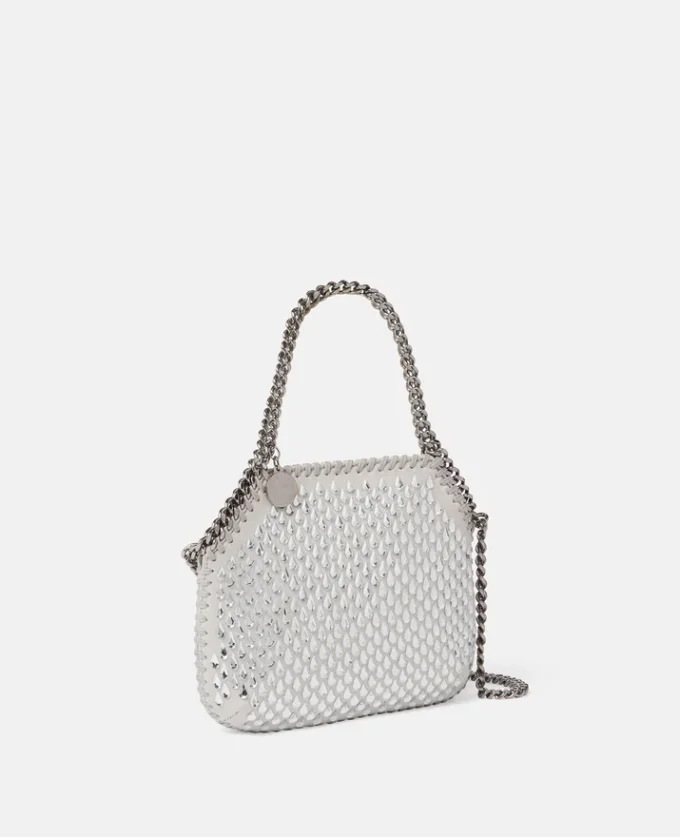 Borsa mini tote Falabella in rete di cristalli