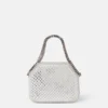 Borsa mini tote Falabella in rete di cristalli