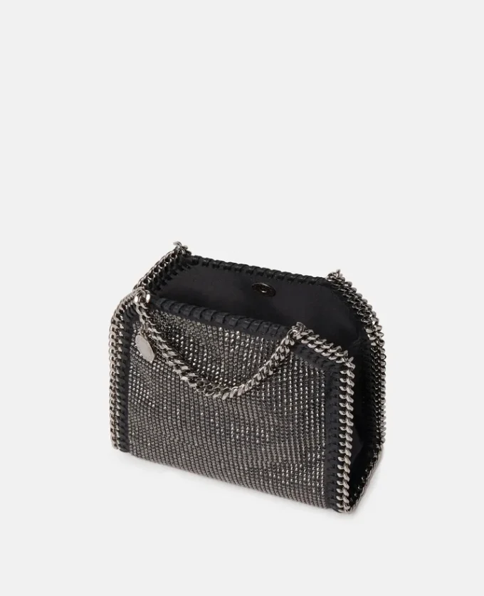 Borsa mini tote Falabella in rete di cristalli