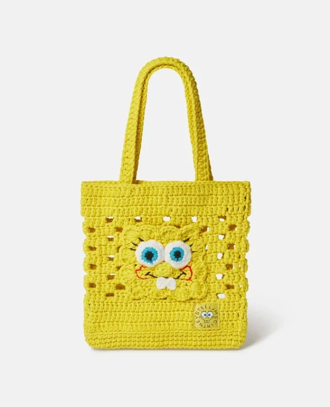 Borsa tote all’uncinetto con grafica SpongeBob Borsa tote all’uncinetto con grafica SpongeBob