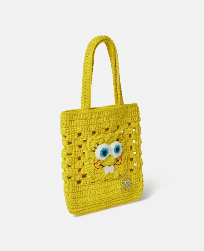 Borsa tote all’uncinetto con grafica SpongeBob Borsa tote all’uncinetto con grafica SpongeBob